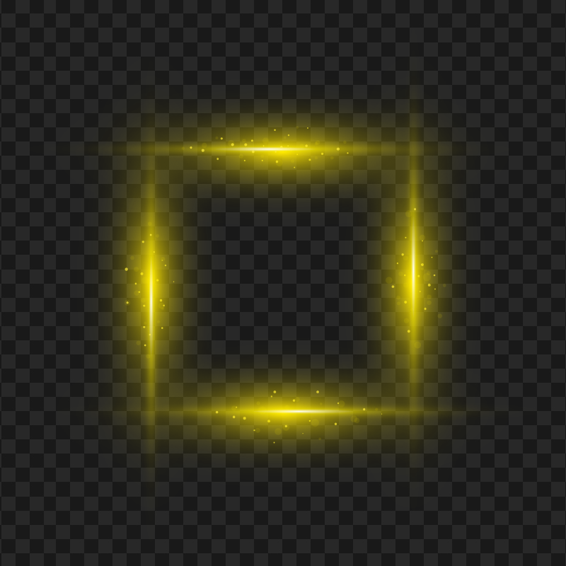 Yellow Glowing Light Effect Square Frame FREE PNG