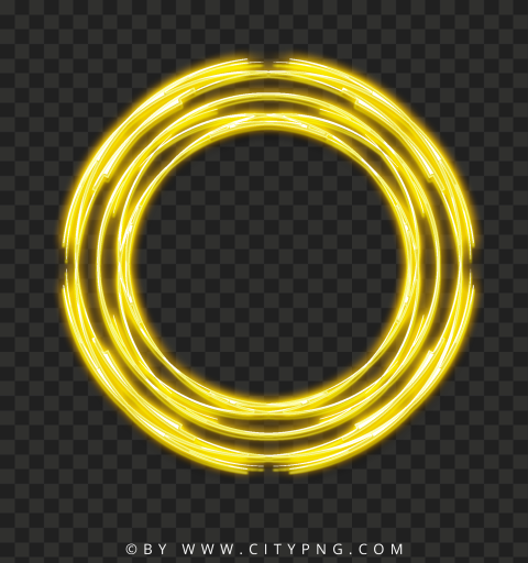 Yellow Glowing Light Neon Lines Circle Image PNG