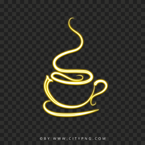 Yellow Glowing Neon Coffee Mug Cup FREE PNG