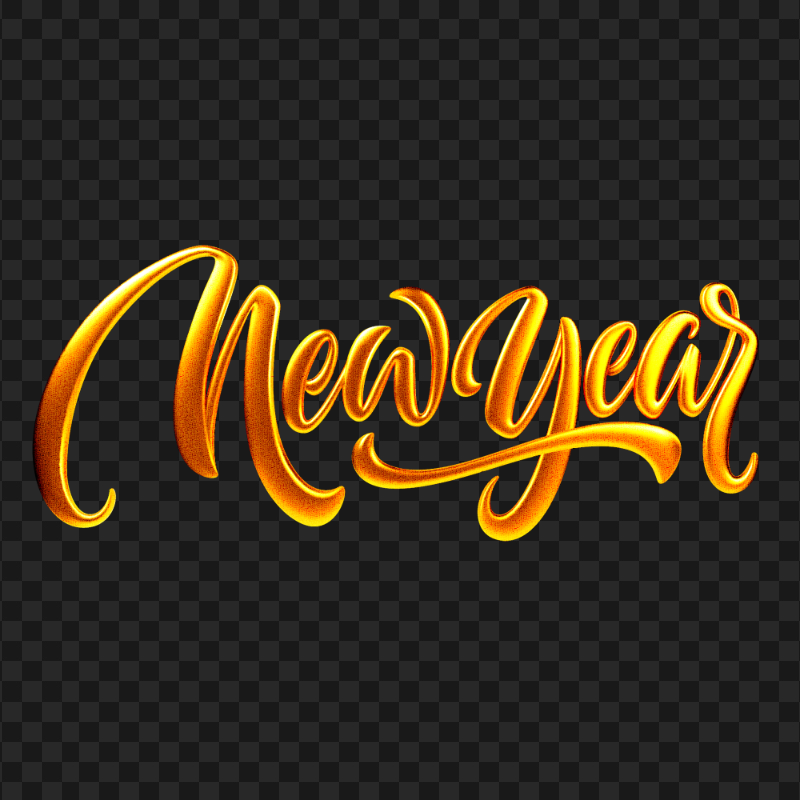 Yellow Gold Beautiful New Year Words Text FREE PNG