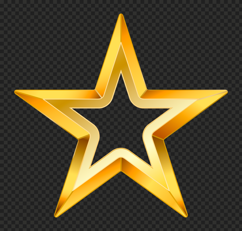 Yellow Gold Outline Star FREE PNG