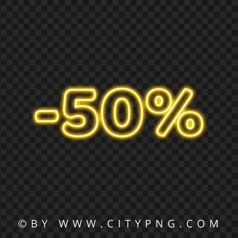 50v Less Sign 50 Discount Blue Neon Light Sign HD PNG | Citypng
