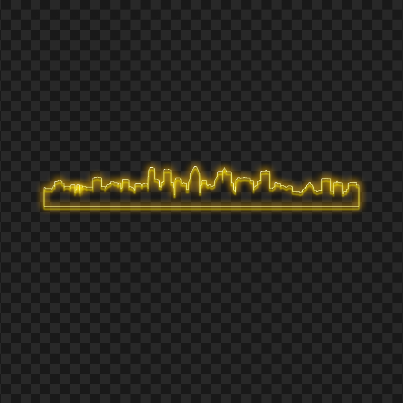 Yellow Neon City Silhouette PNG