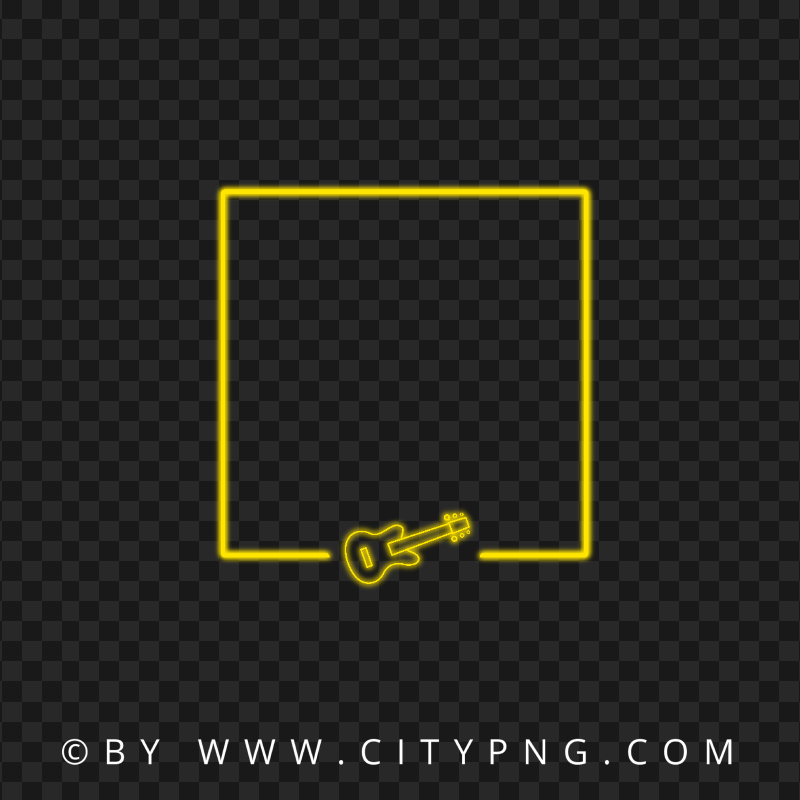 Yellow Neon Frame With Guitar Shape FREE PNG