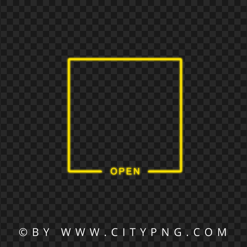 Yellow Neon Frame With Open Sign HD PNG