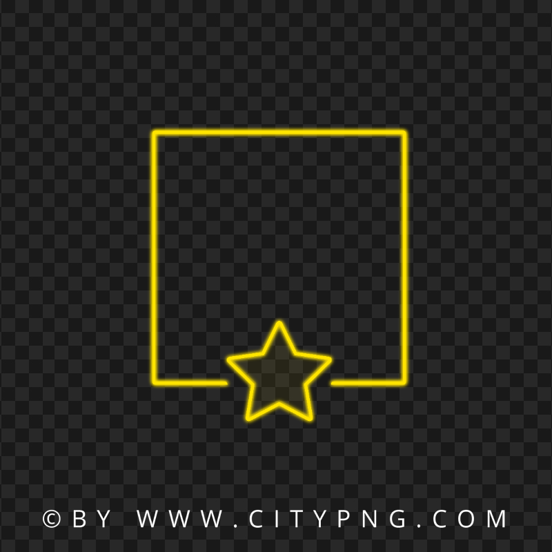 Yellow Neon Frame With Star HD PNG