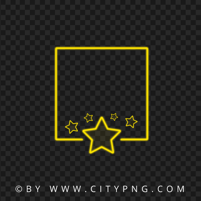 Yellow Neon Frame With Stars PNG Image