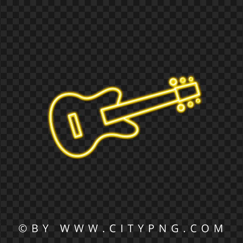 Yellow Neon Guitar HD Transparent Background