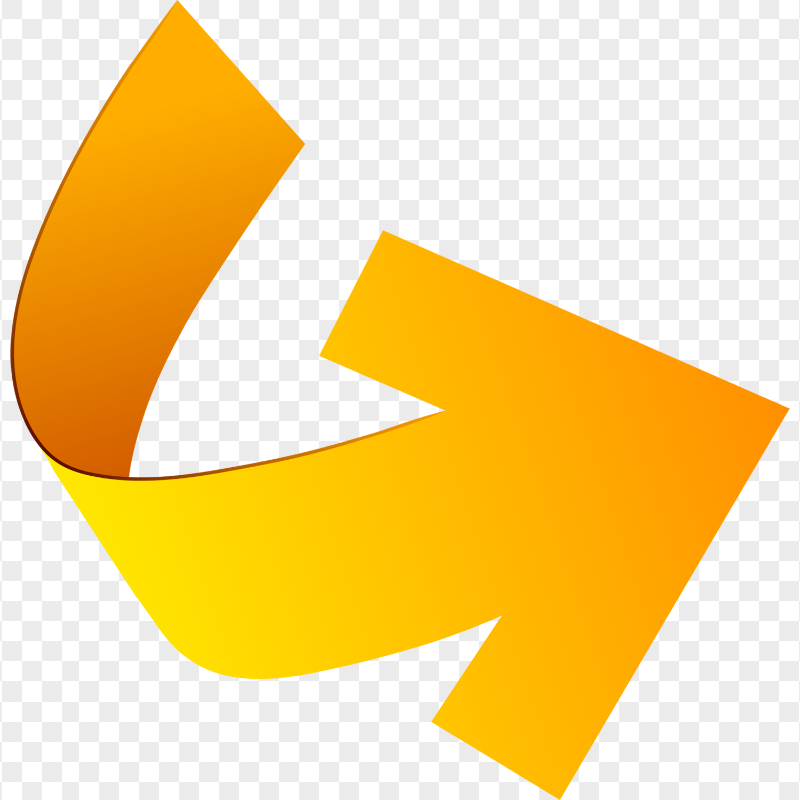 Yellow Orange 3D Vector Curved Arrow Point Right