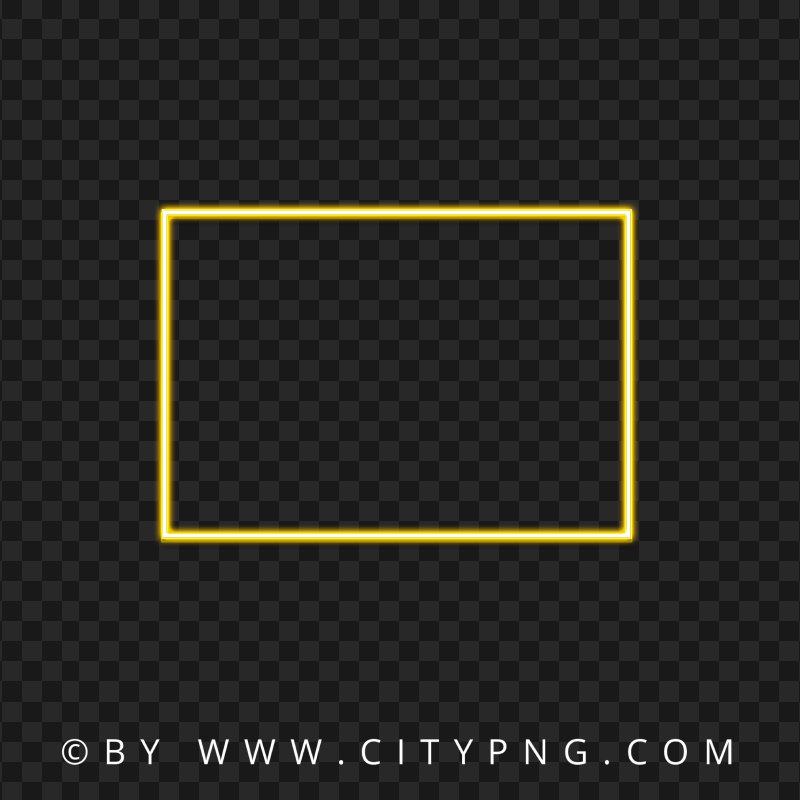 Yellow Rectangle Neon Frame PNG Image