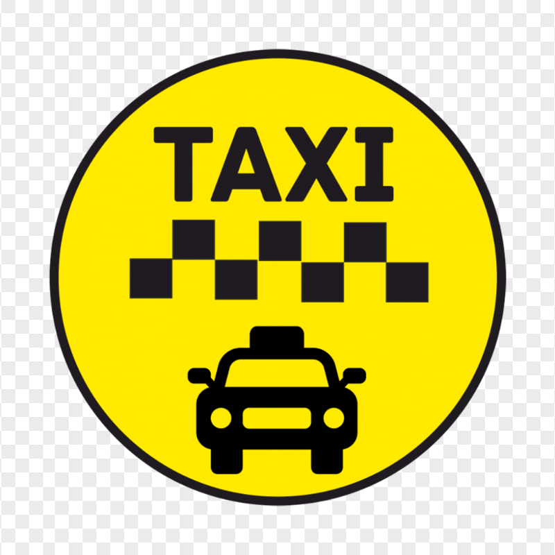 Yellow Round Cab Taxi Station Sign Logo Icon