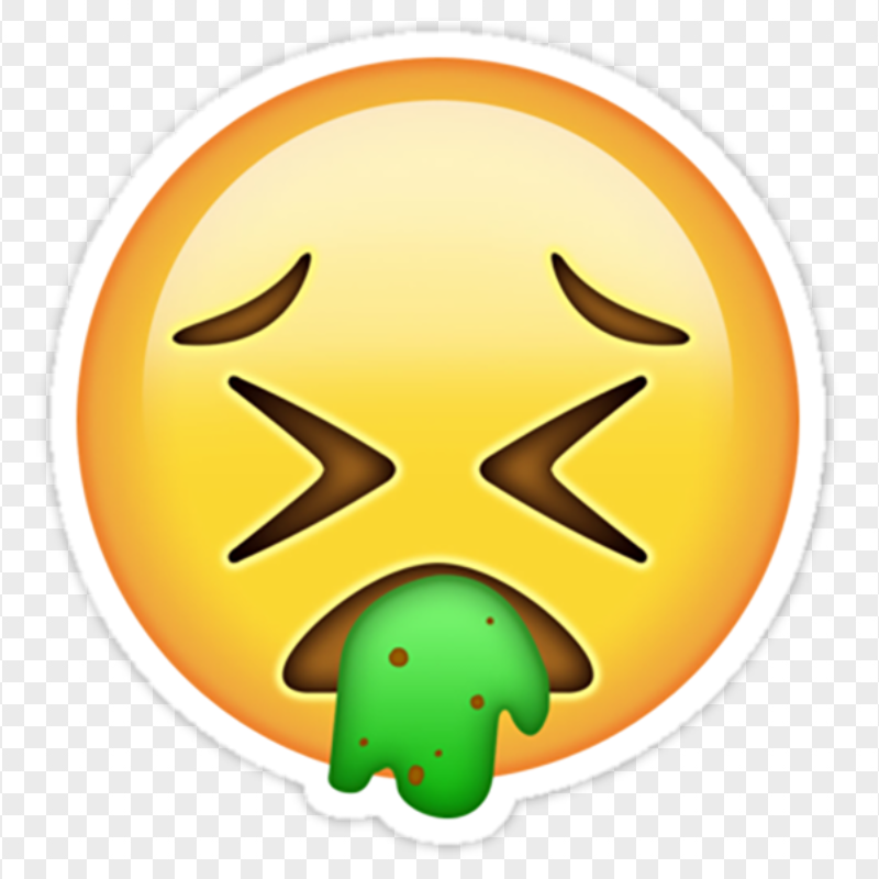 Yellow Sick Emoji Vomiting Vomit Stickers