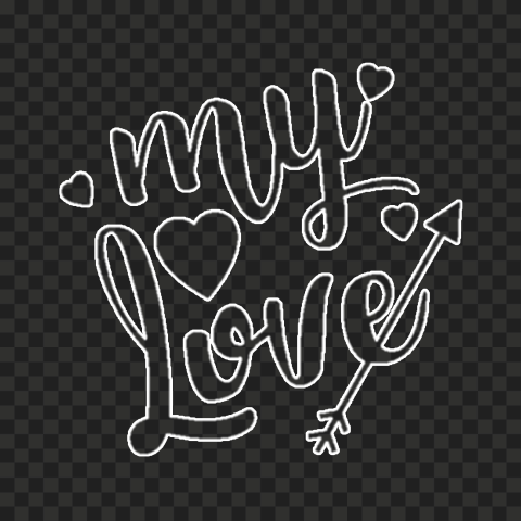Hd My Love Neon Red Outline Text Valentine Day Png Citypng